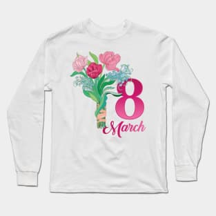 International women's day, 8th March, bouquet with tulips Long Sleeve T-Shirt